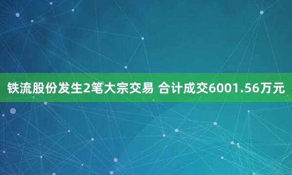 铁流股份发生2笔大宗交易 合计成交6001.56万元