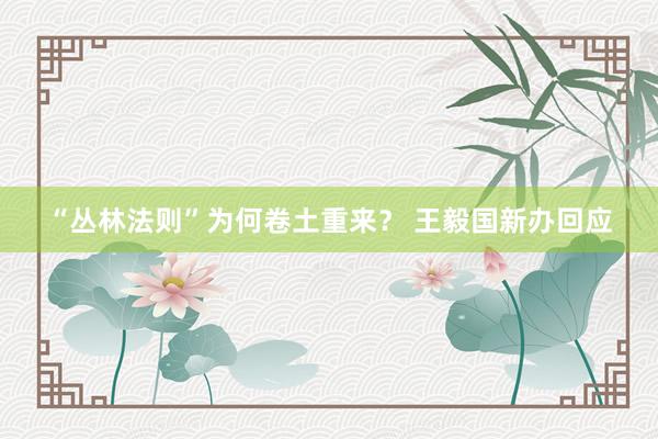 “丛林法则”为何卷土重来？ 王毅国新办回应