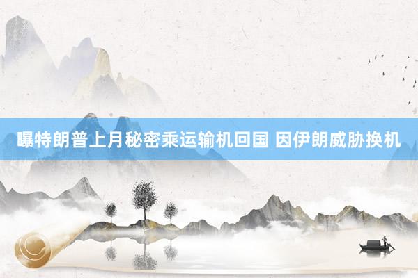 曝特朗普上月秘密乘运输机回国 因伊朗威胁换机