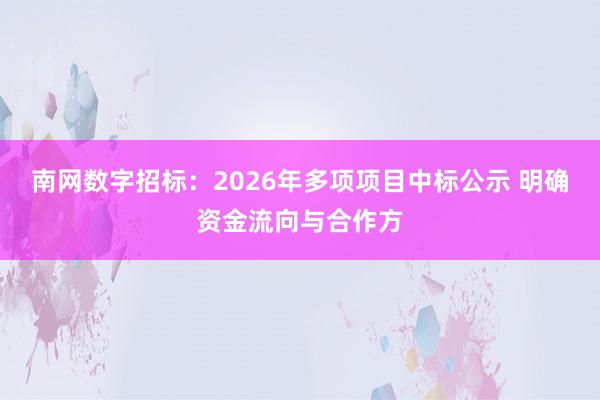 南网数字招标：2026年多项项目中标公示 明确资金流向与合作方