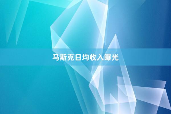 马斯克日均收入曝光
