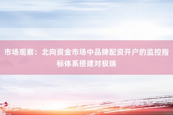 市场观察:北向资金市场中品牌配资开户的监控指标体系搭建对极端