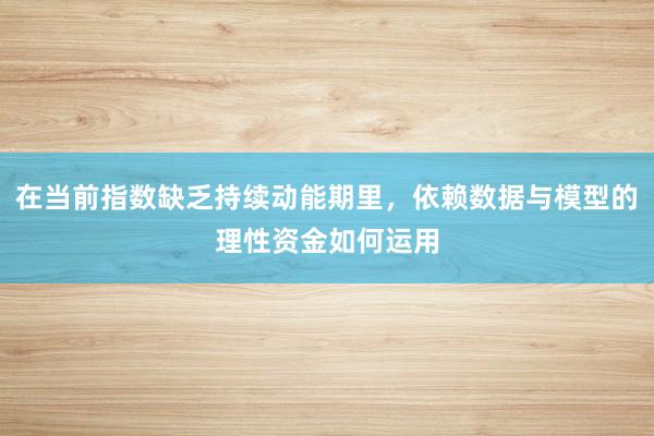 在当前指数缺乏持续动能期里，依赖数据与模型的理性资金如何运用