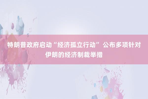 特朗普政府启动“经济孤立行动” 公布多项针对伊朗的经济制裁举措