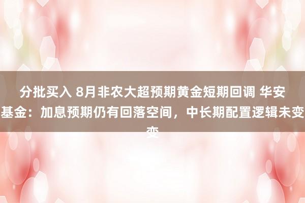 分批买入 8月非农大超预期黄金短期回调 华安基金：加息预期仍有回落空间，中长期配置逻辑未变
