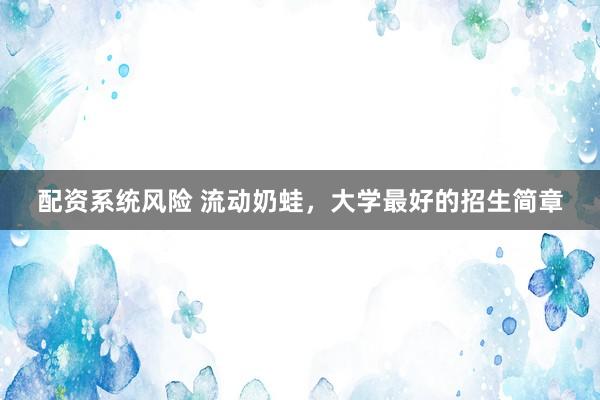 配资系统风险 流动奶蛙，大学最好的招生简章